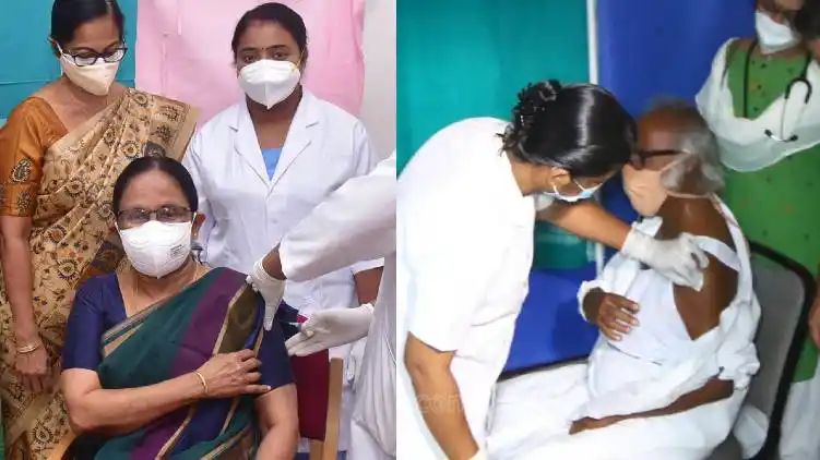 മന്ത്രി കെ.കെ.ശൈലജയും കടന്നപ്പള്ളി രാമചന്ദ്രനും കൊവിഡ് വാക്‌സിന്‍ സ്വീകരിച്ചു