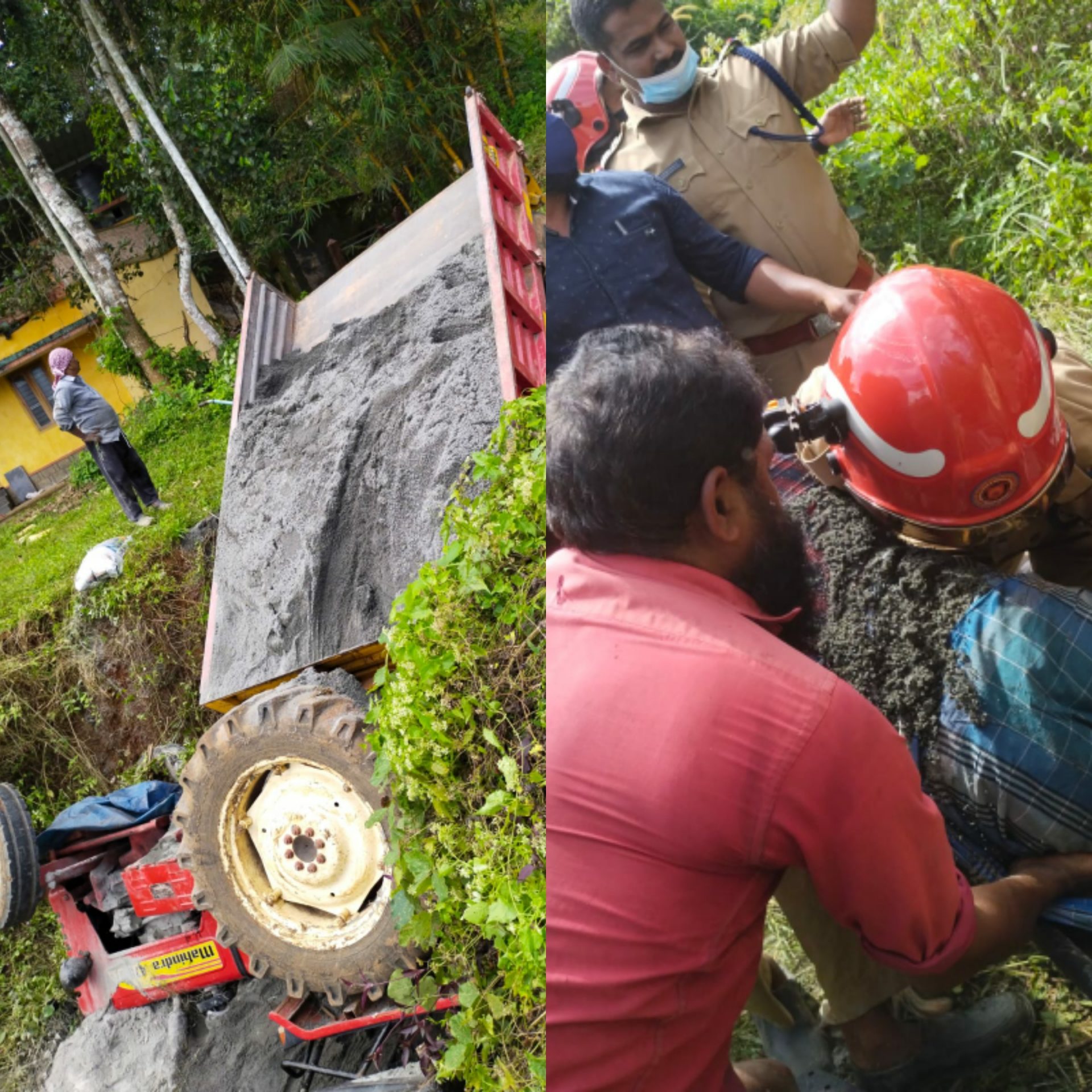 മറിഞ്ഞ ട്രാക്ടറിനടിയിൽ പെട്ട ഡ്രൈവറെ ഫയർഫോഴ്സ് രക്ഷപെടുത്തി