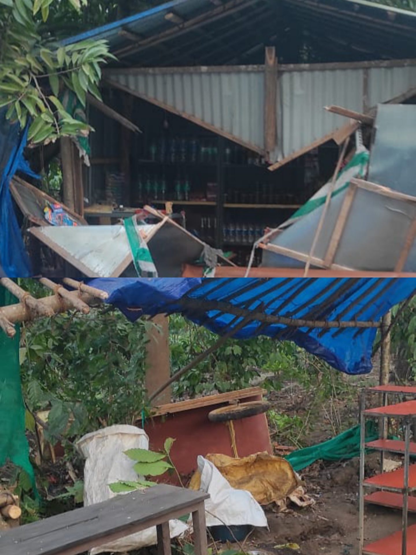 കാട്ടാന അഞ്ച് പെട്ടിക്കടകള്‍ തകര്‍ത്തു.