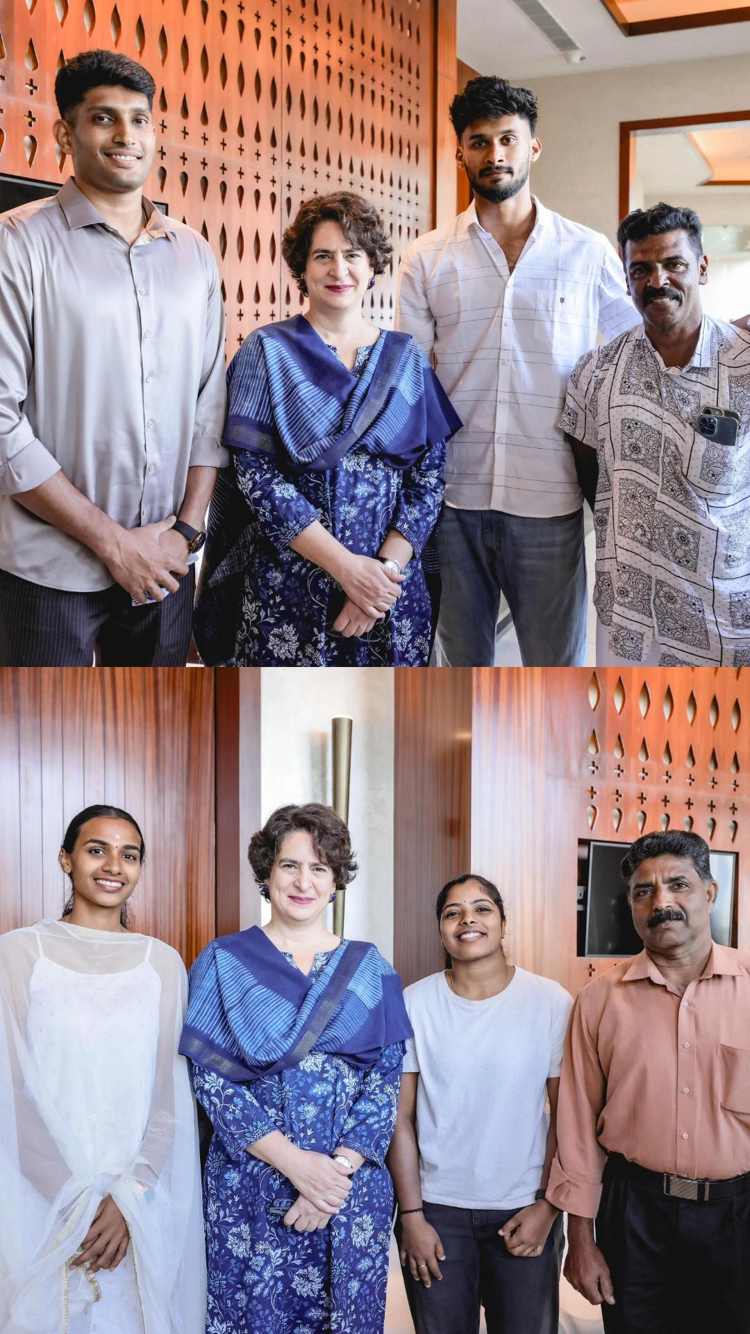വോളിബോൾ താരങ്ങളെ നേരിൽ കണ്ട് അഭിനന്ദിച്ച് : പ്രിയങ്ക ഗാന്ധി