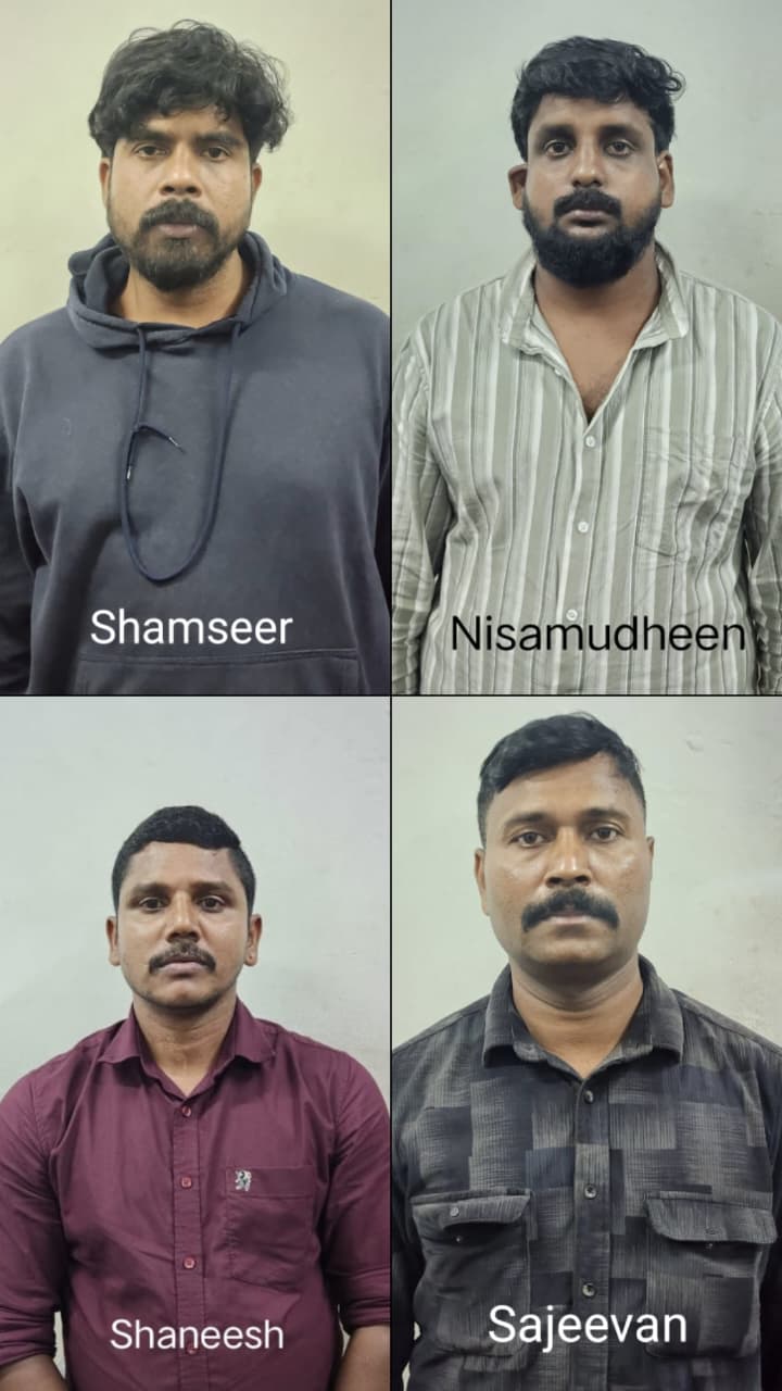 കവർച്ചാ പ്ലാൻ തകർത്ത് നാലംഗ ക്വട്ടേഷൻ കവർച്ചാസംഘത്തെ പൊക്കി വയനാട് പോലീസ് വ്യാജ നമ്പർ പ്ലേറ്റ് ഘടിപ്പിച്ച ഇന്നോവ കാറും പിടിച്ചെടുത്തു