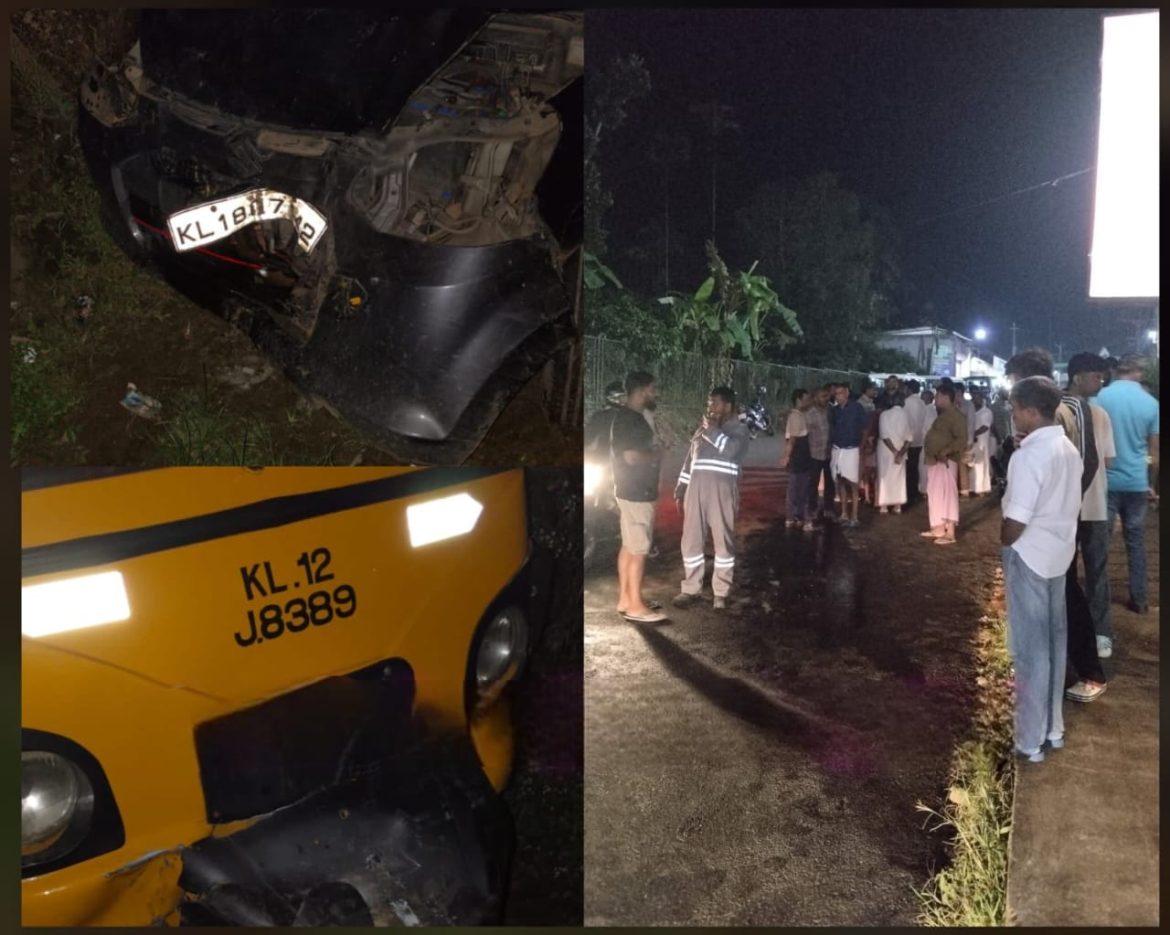 വെങ്ങപ്പള്ളിയിൽ പോലീസ്കാരൻ ഓടിച്ച കാർ നിരവധി വാഹനങ്ങളിൽ ഇടിച്ച് അപകടം