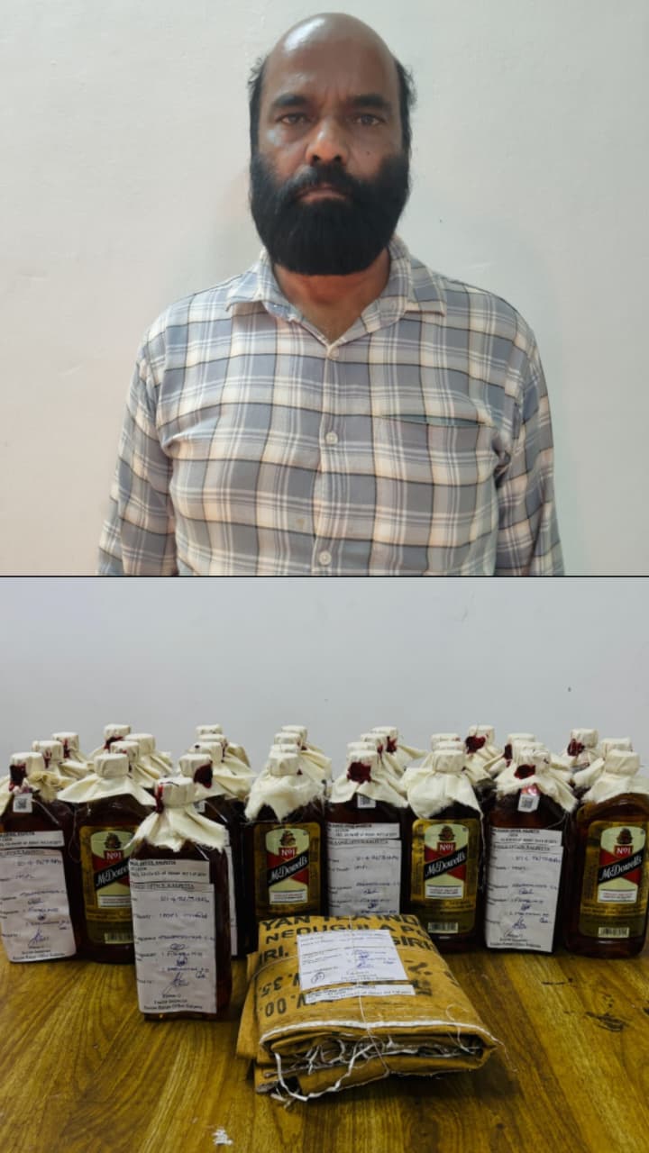 എക്സൈസ് റെയിഡിൽ വിൽപ്പനക്കായി സൂക്ഷിച്ചുവച്ച 30 കുപ്പി വിദേശമദ്യവുമായി ഒരാൾ അറസ്റ്റിൽ