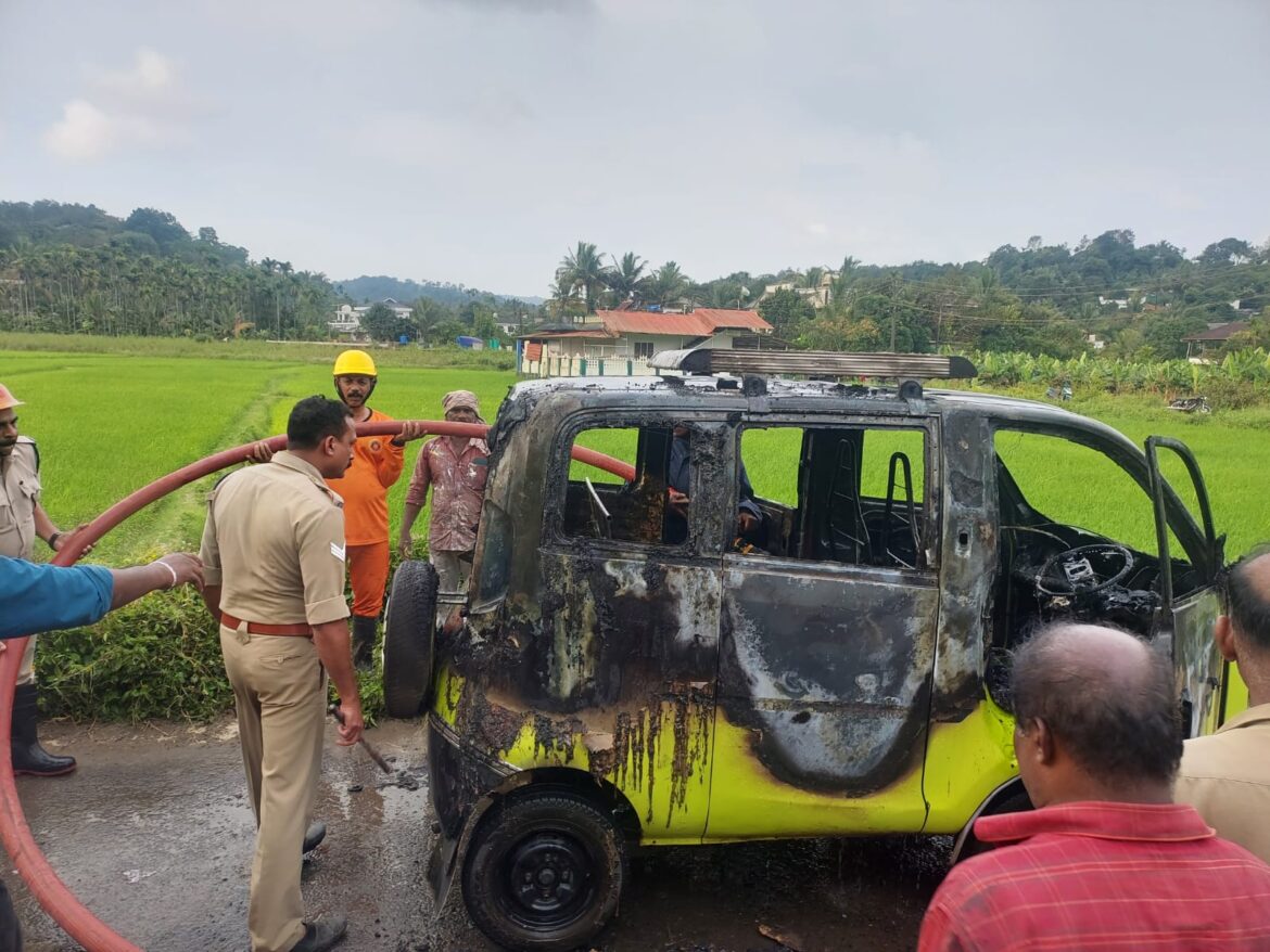 ചെറ്റപ്പാലം ബൈപാസിൽ വാഹനത്തിന് തീപിടിച്ചു